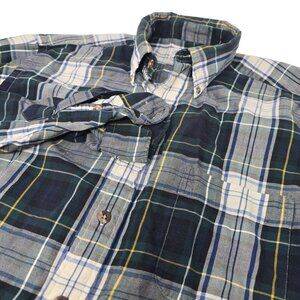 Brooks Brothers Sport Shirt Button Down Medium Long Sleeve‎ Green White Plaid